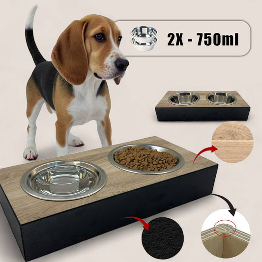 Pet Bowl – Plywood with Egger Coating: Natural Halifax Oak | Black 