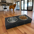Load image into Gallery viewer, Pet Bowl – Plywood with Egger Coating: Black Pietra Grigia

