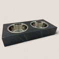 Load image into Gallery viewer, Pet Bowl – Plywood with Egger Coating: Black Pietra Grigia
