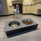 Pet Bowl – Plywood with Egger Coating: Light Grey Scivaro Slate | Black