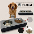 Load image into Gallery viewer, Pet Bowl – Plywood with Egger Coating: Light Grey Scivaro Slate | Black
