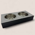 Load image into Gallery viewer, Pet Bowl – Plywood with Egger Coating: Light Grey Scivaro Slate | Black
