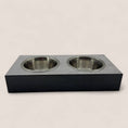 Load image into Gallery viewer, Pet Bowl – Plywood with Egger Coating: Light Grey Scivaro Slate | Black
