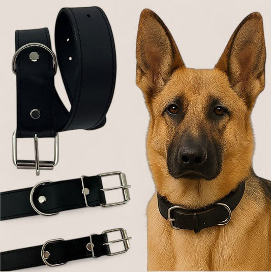Premium Leather Dog Collar with Adjustable Fit – Genuine and Stylish